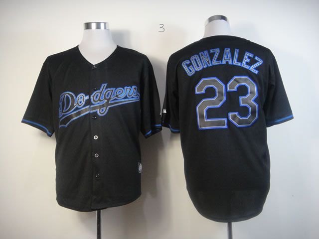 Men Los Angeles Dodgers 23 Gonzalez Black MLB Jerseys